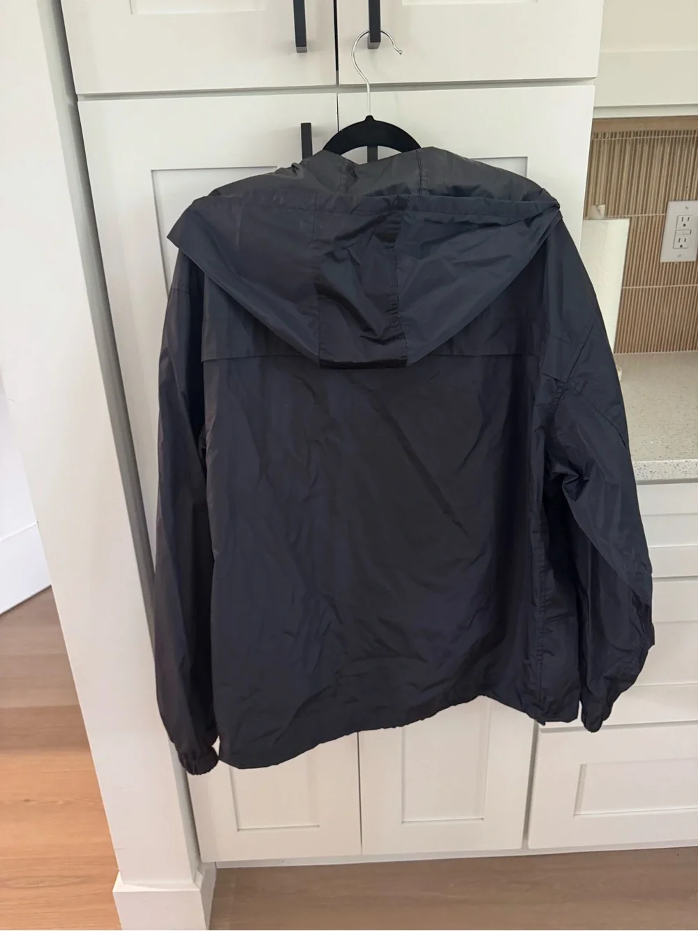 Black Lightweight Hooded Windbreaker Jacket